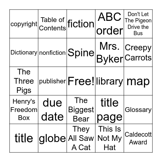 Library Bingo Card