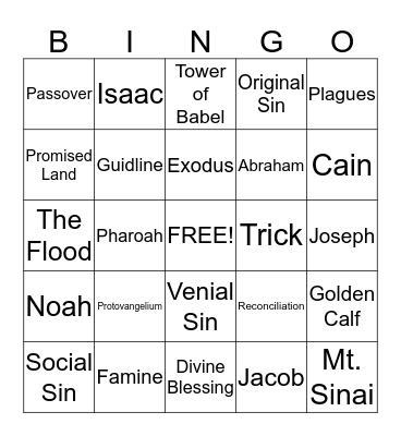 Theology Bingo Card