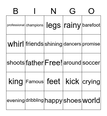 Pele's Vocabulary Bingo  Bingo Card