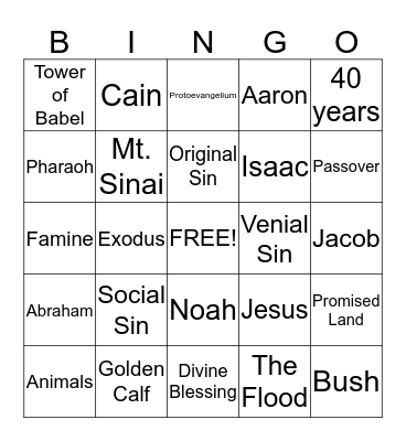 Bible Bingo Card