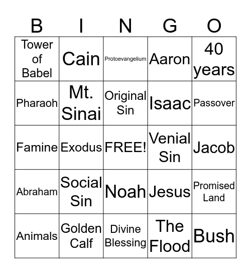 Bible Bingo Card