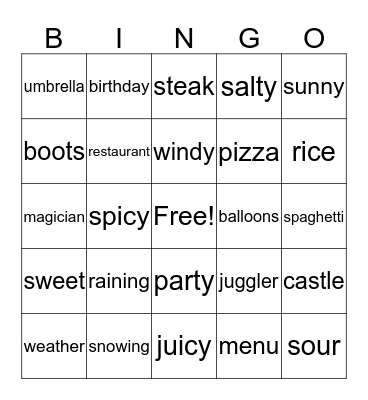 High Flyer E Bingo Card