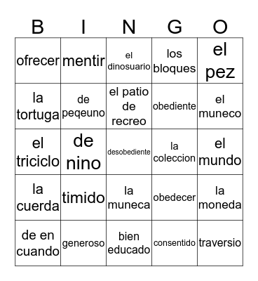 Chapter 4A Bingo Card