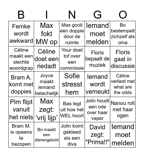 Doppie  Bingo Card