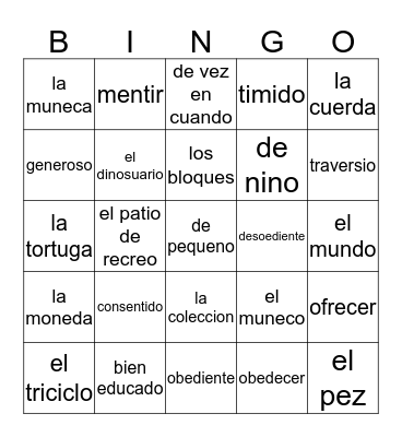 Chapter 4A Bingo Card