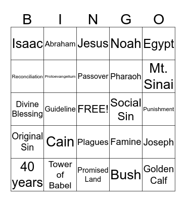 Theology Bingo Card