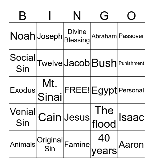 Theology Bingo Card