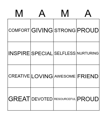 MOTHER'S DAY BINGO  Bingo Card