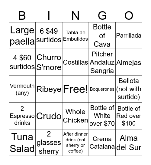 Saturday Night BINGO! Bingo Card