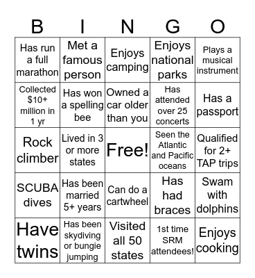 Collecting Autographs BINGO Card