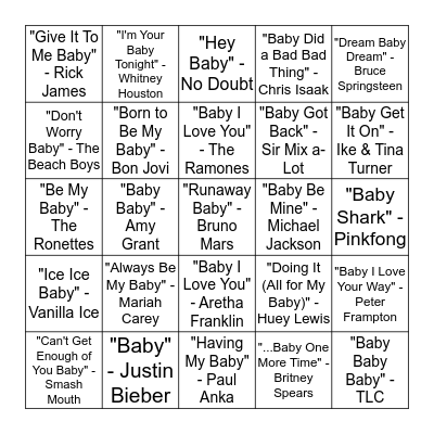 Ba Bingo Card