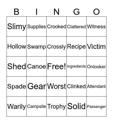 Vocabuary Bingo! (Units 1-5) Bingo Card