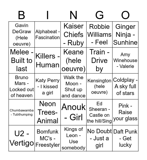 De Wild in de Middag uuropeners! Bingo Card