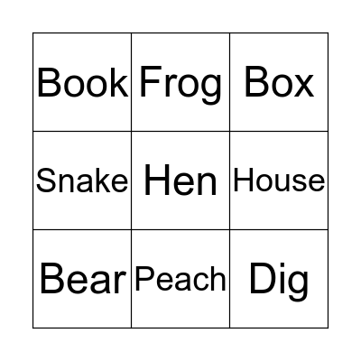 Rhiming Bingo Card