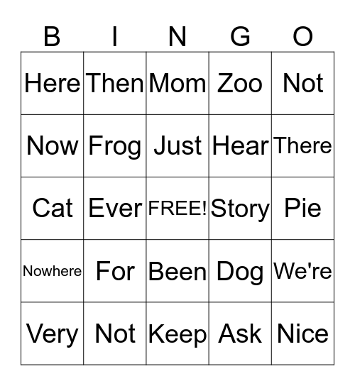February words Bingo Card