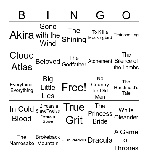 Book-to-Screen Bingo Card