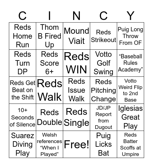 Reds BINGO Card