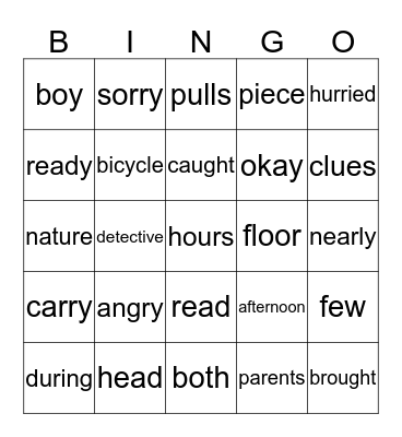 "Sleep is for Everyone" Word Power Words Bingo Card