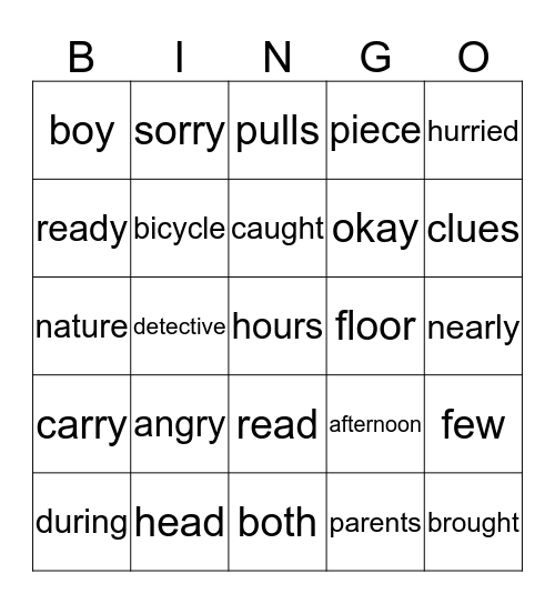 "Sleep is for Everyone" Word Power Words Bingo Card