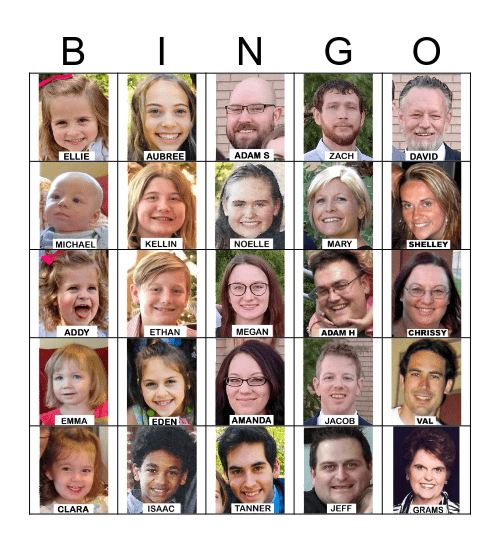 Richardson Family Bingo! Bingo Card