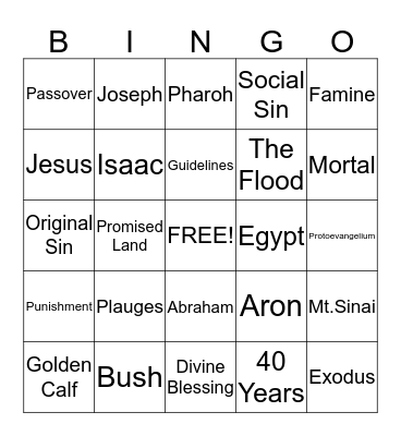 Religion Bingo Card