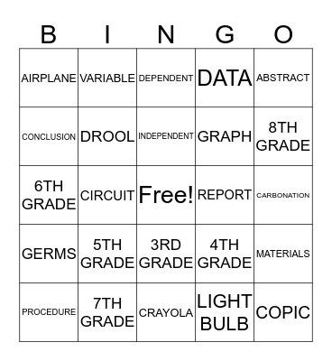 Science Fair Bingo Card