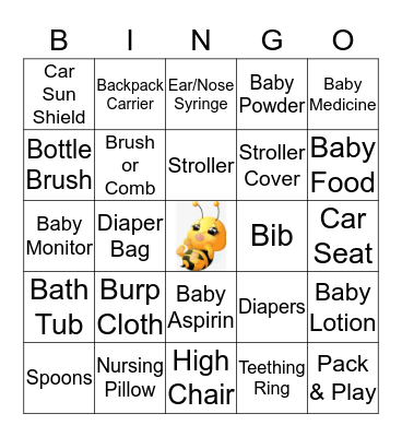 Baby Brown Honey Bee  Bingo Card