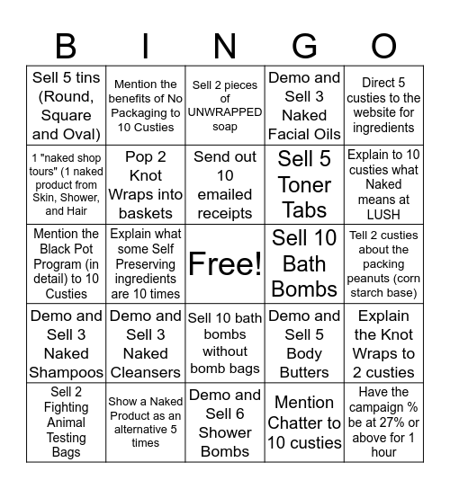 NAKED BINGO Card