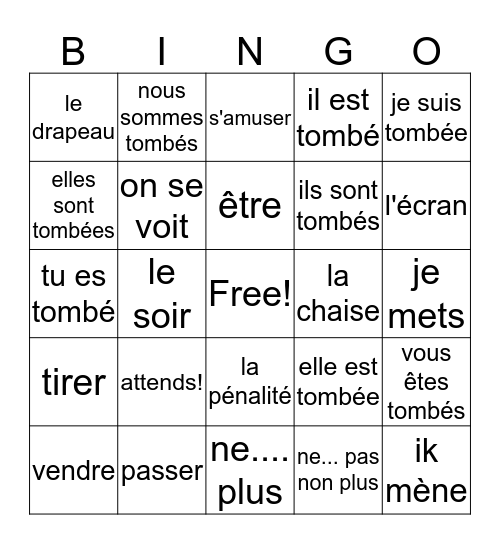 Unité 4 apprendre 5 & 6 Bingo Card