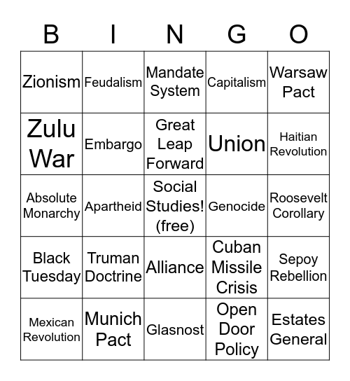 PASS Review  Bingo Card