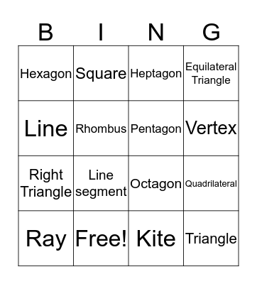 Shapes Bingo Card