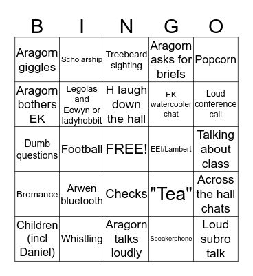 Lord of the Liens 3 Bingo Card