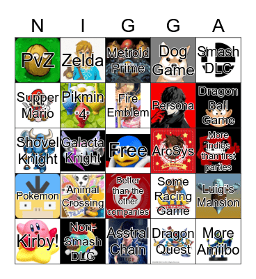 Nintendo E3 2019 Bingo Card