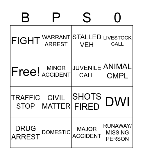 POLICE WEEK BINGO! Bingo Card