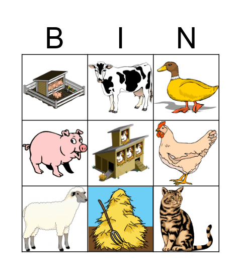 Bingo de Animales Bingo Card