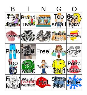 Writing Starter Kids 2 (Unit 7) Starter 2 Bingo Card