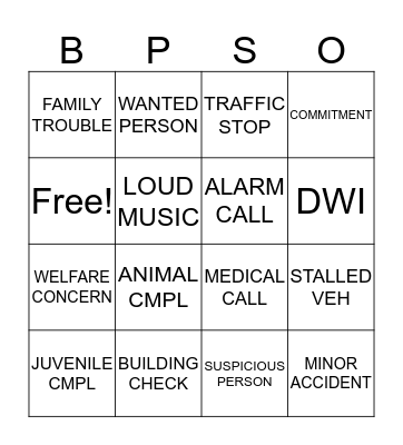 POLICE WEEK BINGO! Bingo Card