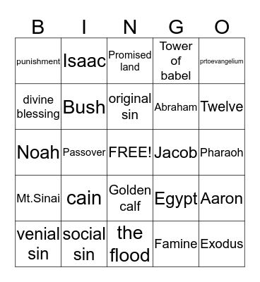 cain Bingo Card