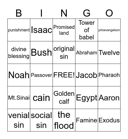 cain Bingo Card