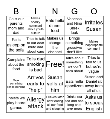 Petty  Bingo Card