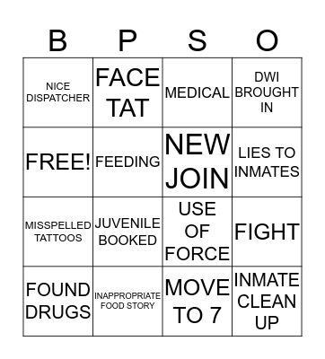 CORRECTIONS BINGO Card