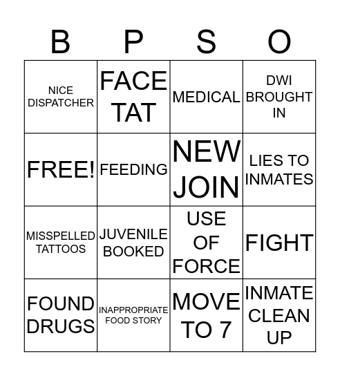 CORRECTIONS BINGO Card