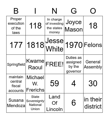 Illinois Offices Bingo Card