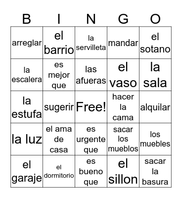 La Vivienda Bingo Card