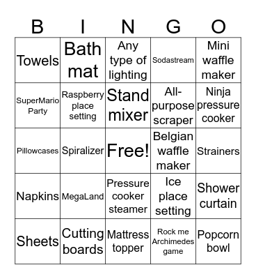 Lindsay's Registry Bingo Card