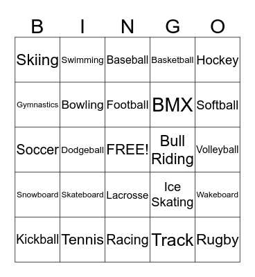 Sports Bingo! Bingo Card