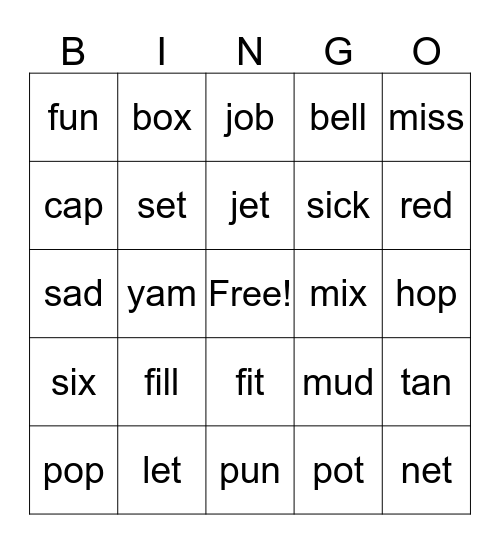 CVC Bingo Card
