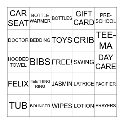 BABY BINGO Card