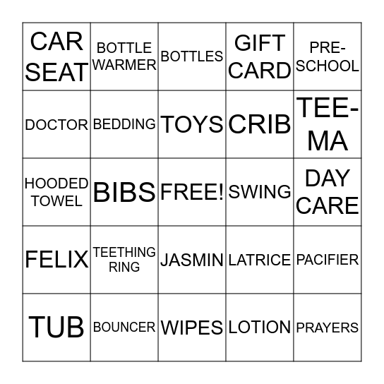 BABY BINGO Card