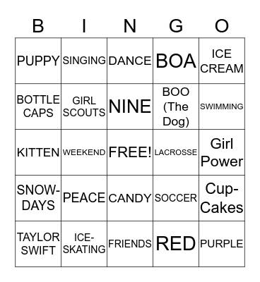 EMILY'S THE MASTER OF FUN!!!! Bingo Card